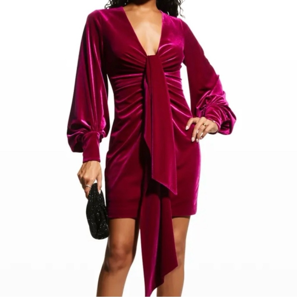 ONE 33 Social V-Neck Velvet Front Tie Dress